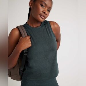 Quince High Neck Tank In Heather Green Size Medium